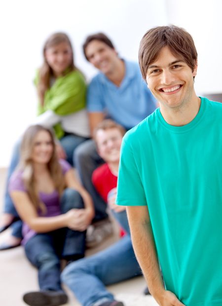 Casual group of happy friends smiling and having fun