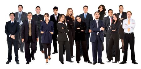 Group of fullbody business people isolated over a white background