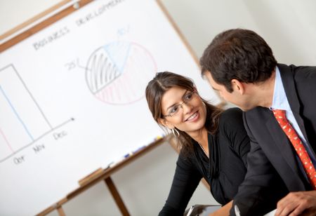 Business couple talking at a meeting at the office