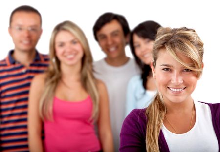 Casual group of people isolated over a white background