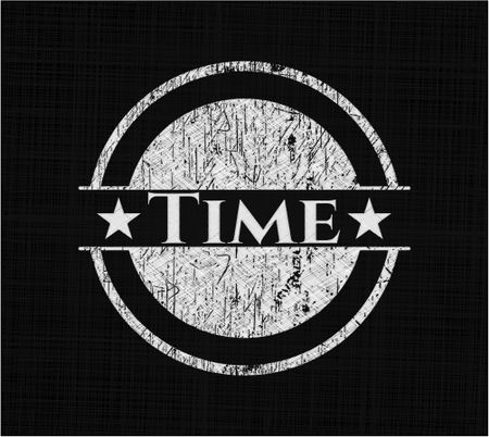 Time chalk emblem, retro style, chalk or chalkboard texture