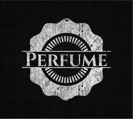 Perfume chalk emblem, retro style, chalk or chalkboard texture