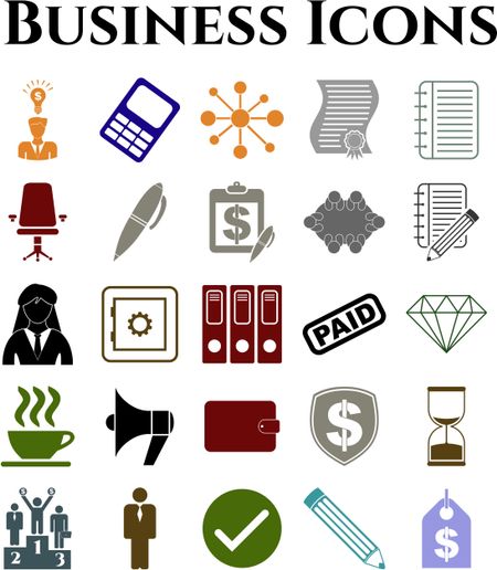 business icon set. 25 icons total. Set of web Icons.