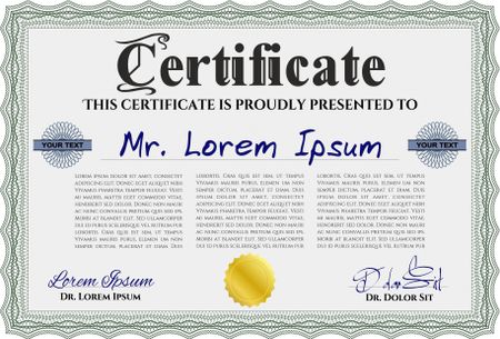 Green Certificate template. Detailed. Nice design. Printer friendly. 