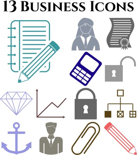 13 businessicon set. Universal and Standard Icons.