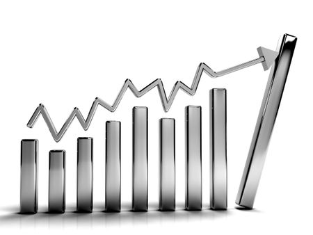 Business graphs showing growth isolated on white
