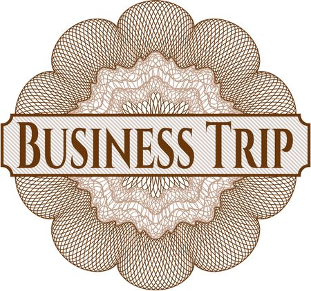 Business Trip inside money style emblem or rosette