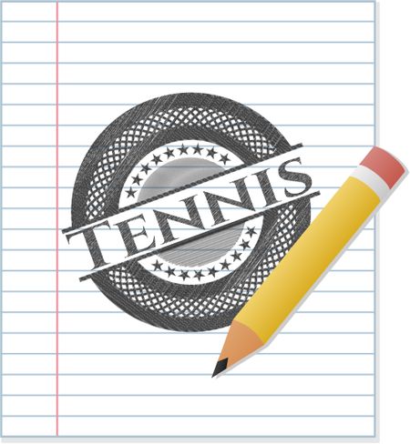 Tennis emblem drawn in pencil