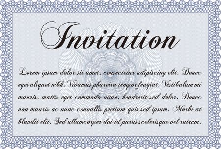 Retro vintage invitation. With great quality guilloche pattern. Sophisticated design. 