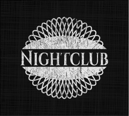 Nightclub chalkboard emblem on black board