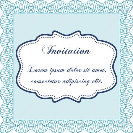 Retro vintage invitation. With great quality guilloche pattern. Sophisticated design. 