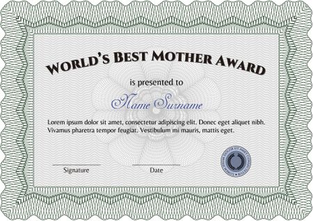 Award: Best Mom in the world. With great quality guilloche pattern. Sophisticated design. 