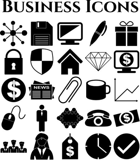 business icon set. 25 icons total. Quality Icons.