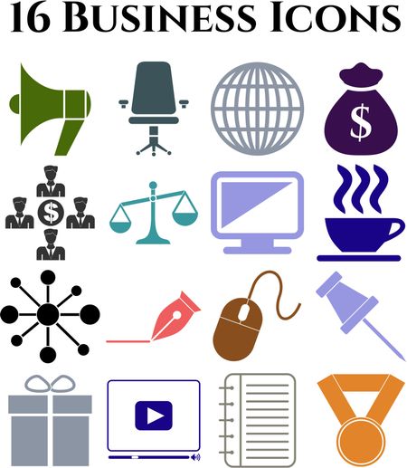 business icon set. 16 icons total. Set of web Icons.