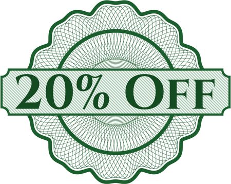 20% Off rosette or money style emblem