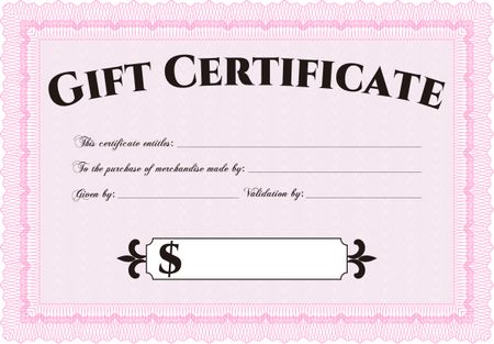 Gift certificate. Easy to print. Detailed. Cordial design. 