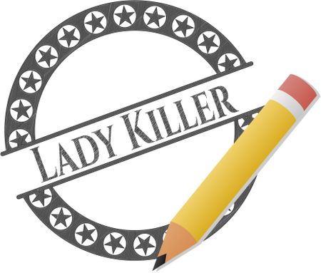 Lady Killer emblem drawn in pencil