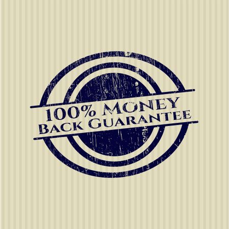 100% Money Back Guarantee rubber stamp with grunge texture