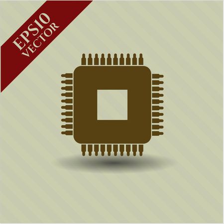 Microchip, microprocessor vector icon or symbol