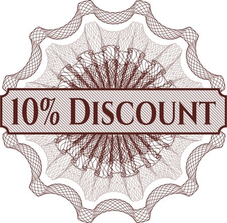 10% Discount rosette or money style emblem
