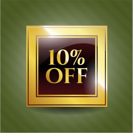 10% Off gold emblem or badge