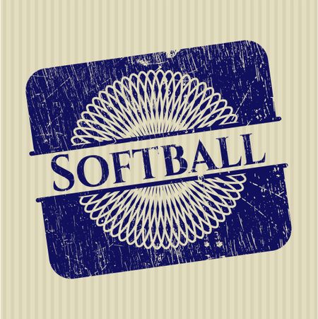Softball rubber stamp with grunge texture