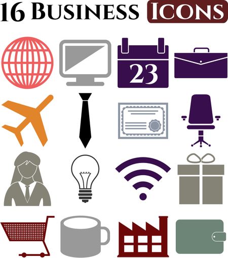 16 icon set. business Icons. Set of web Icons.