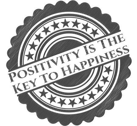 Positivity Is The Key To Happiness pencil strokes emblem