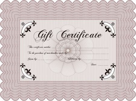 Retro Gift Certificate. Detailed. With background. Cordial design. 