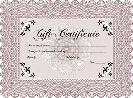 Retro Gift Certificate. Detailed. With background. Cordial design.