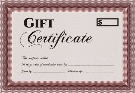 Retro Gift Certificate. Detailed. With background. Cordial design. 