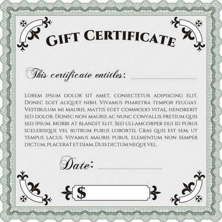 Retro Gift Certificate. Detailed. With background. Cordial design. 