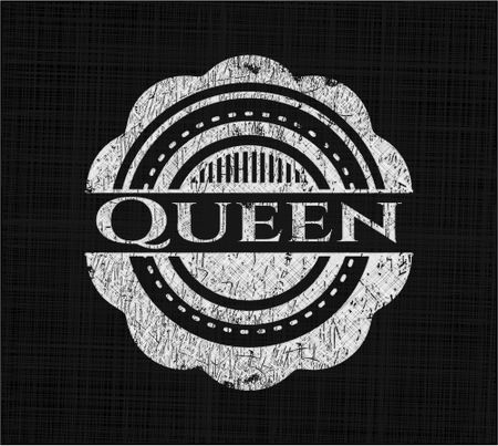 Queen chalk emblem written on a blackboard