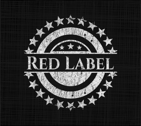 Red Label chalkboard emblem on black board