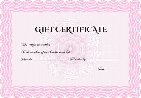 Gift certificate. Easy to print. Nice design. Detailed.