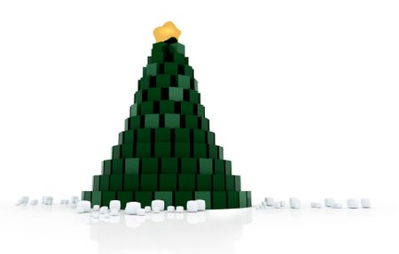 green christmas tree isolated over a white background