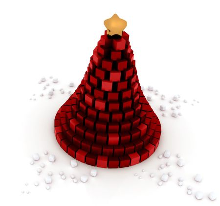 Red christmas tree isolated over a white background