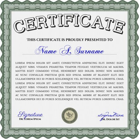Green Sample Certificate. With quality background. Vector pattern that is used in money and certificate. Artistry design. 