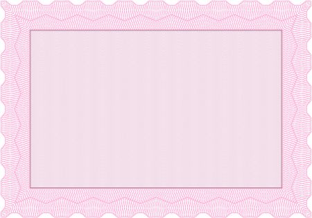 Pink Sample Certificate. With quality background. Vector pattern that is used in money and certificate. Artistry design. 