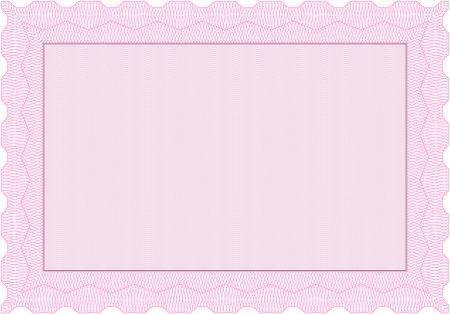 Pink Sample Certificate. With quality background. Vector pattern that is used in money and certificate. Artistry design.