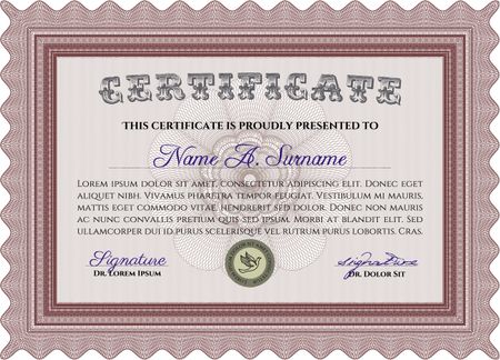 Red Certificate. Printer friendly. Complex design. Detailed. 