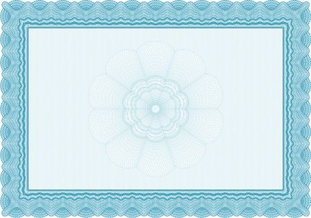 Light blue Diploma. With background. Good design. Border, frame.