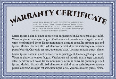 Sample Warranty template. With great quality guilloche pattern. Retro design. 