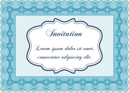 Retro invitation template. With complex linear background. Border, frame. Artistry design. 