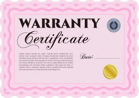 Warranty Certificate template. Nice design. Detailed. Easy to print. 