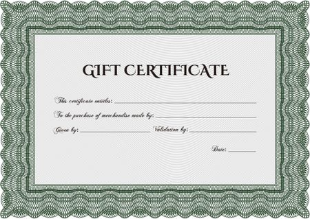 Gift certificate template. Superior design. Border, frame. With quality background.