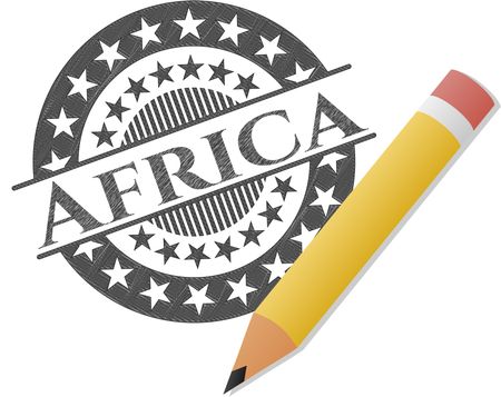 Africa emblem drawn in pencil