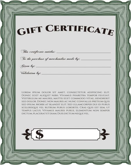 Retro Gift Certificate. Cordial design. With background. Customizable, Easy to edit and change colors. 