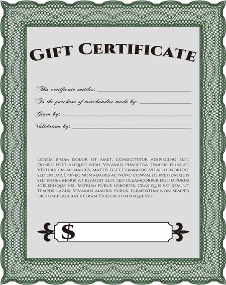 Retro Gift Certificate. Cordial design. With background. Customizable, Easy to edit and change colors.