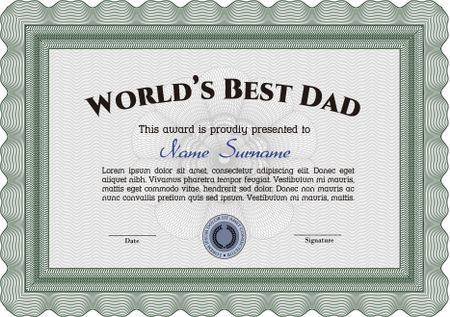 World's Best Dad Award Template. Cordial design. With background. Customizable, Easy to edit and change colors.